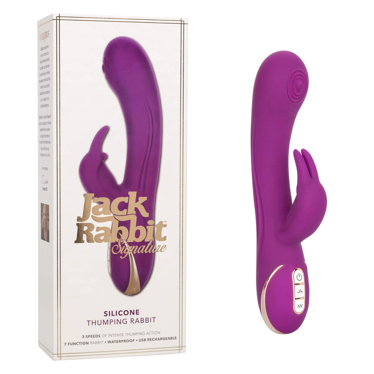 California Exotics - Jack Rabbit Signature Silicone Thumping Rabbit Vibrator (Purple) CE1781 CherryAffairs