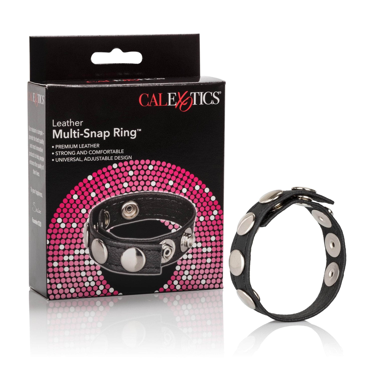 California Exotics - Leather Multi-Snap Cock Ring (Black) CE1646 CherryAffairs