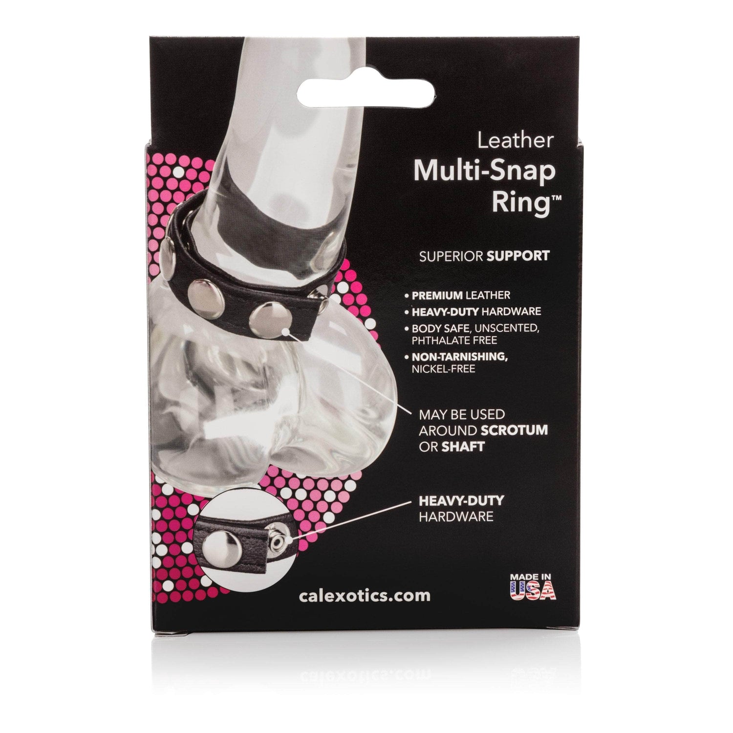 California Exotics - Leather Multi-Snap Cock Ring (Black) CE1646 CherryAffairs