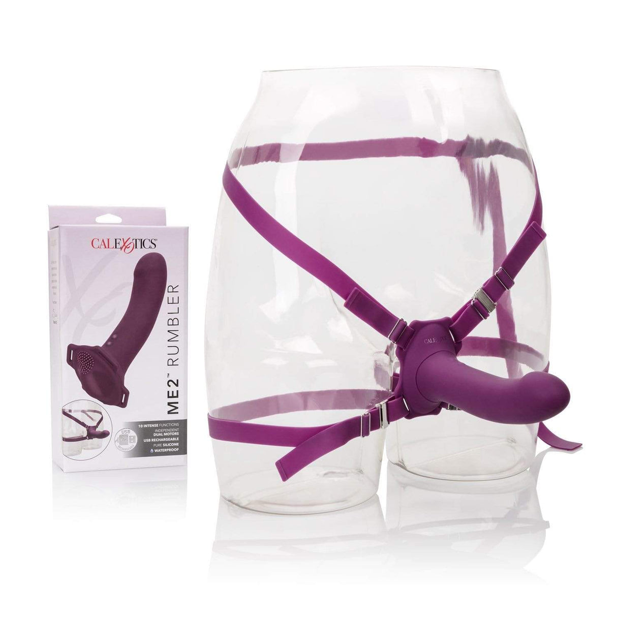 California Exotics - Me2 Rumbler Strap On Vibrating Dildo (Purple) CE1390 CherryAffairs