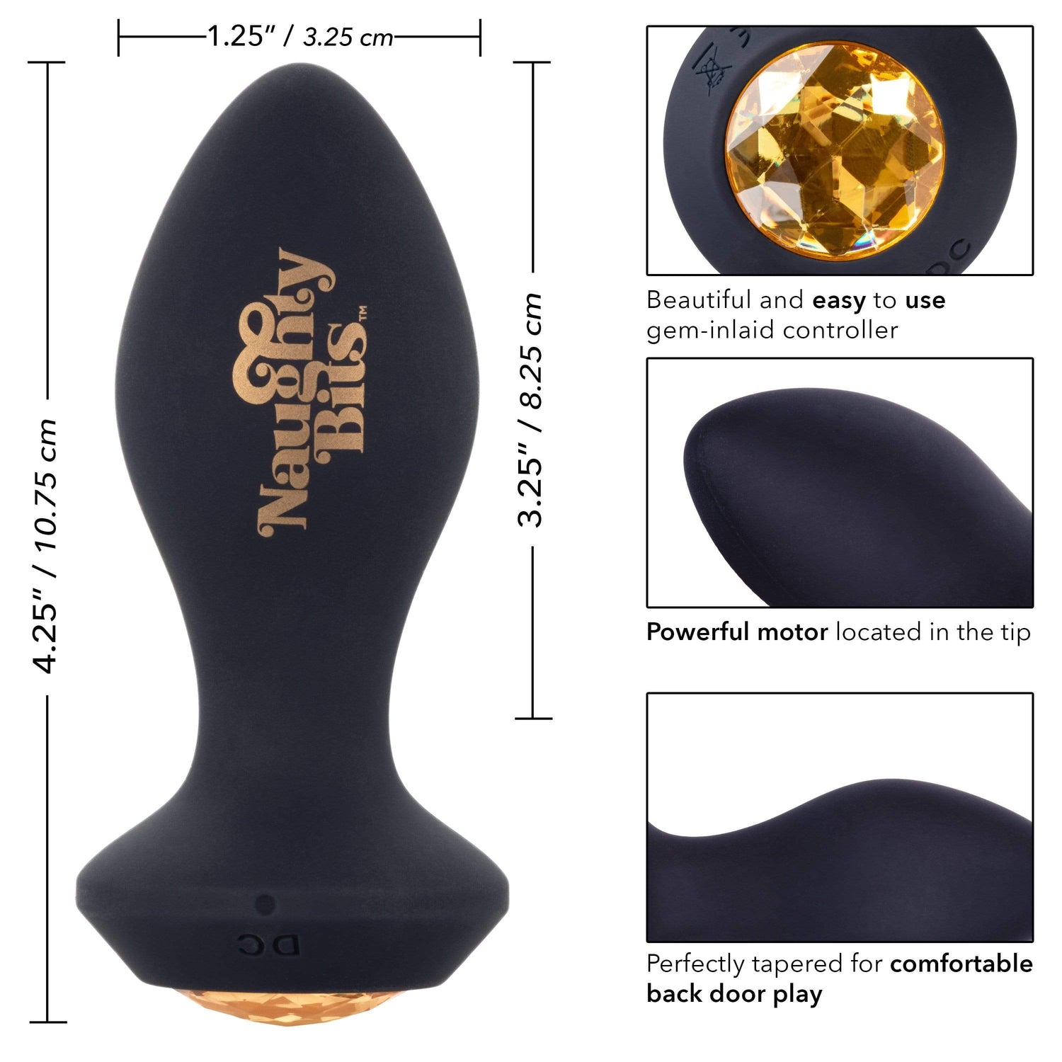 California Exotics - Naughty Bits Shake Your Ass Petite Vibrating Butt Plug (Black) CE1835 CherryAffairs
