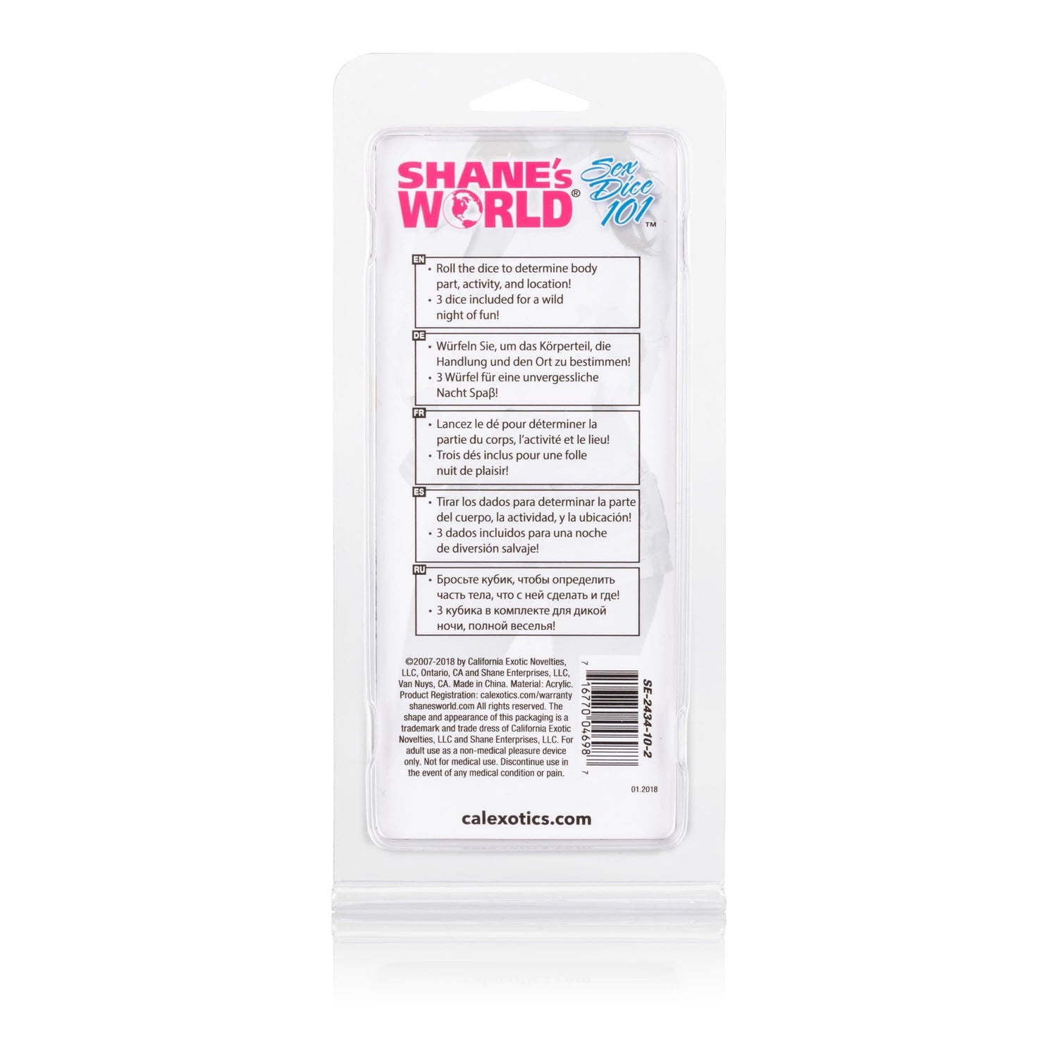 California Exotics - Shane's World Sex Dice 101 (Multi Colour) CE1405 CherryAffairs