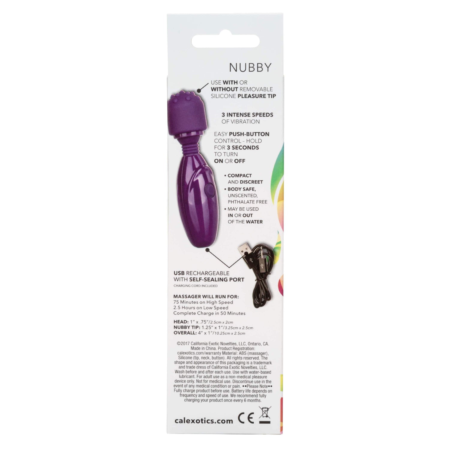 California Exotics - Tiny Teasers Nubby Mini Wand Massager (Purple)    Mini Wand Massagers (Vibration) Non Rechargeable