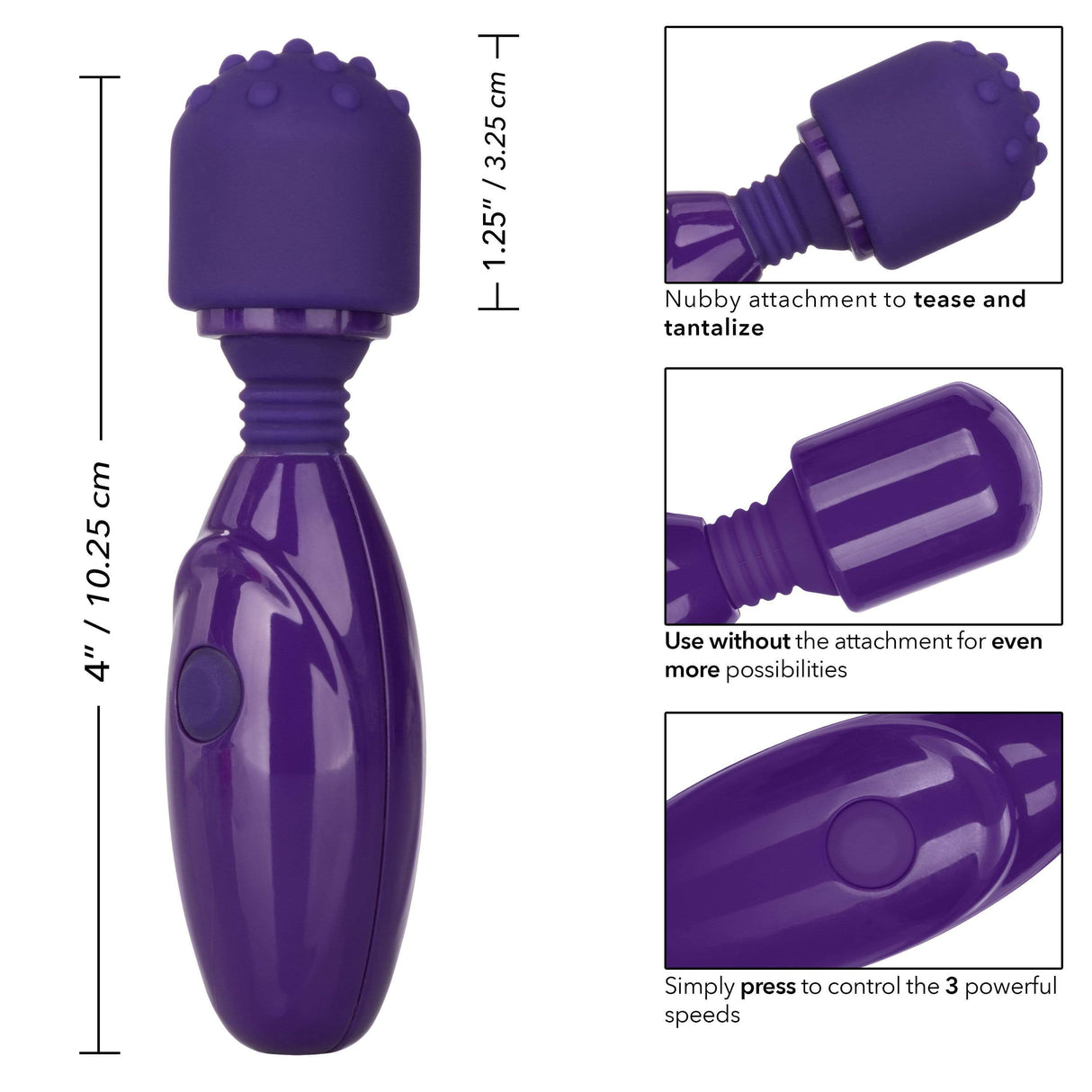 California Exotics - Tiny Teasers Nubby Mini Wand Massager (Purple) CE1767 CherryAffairs