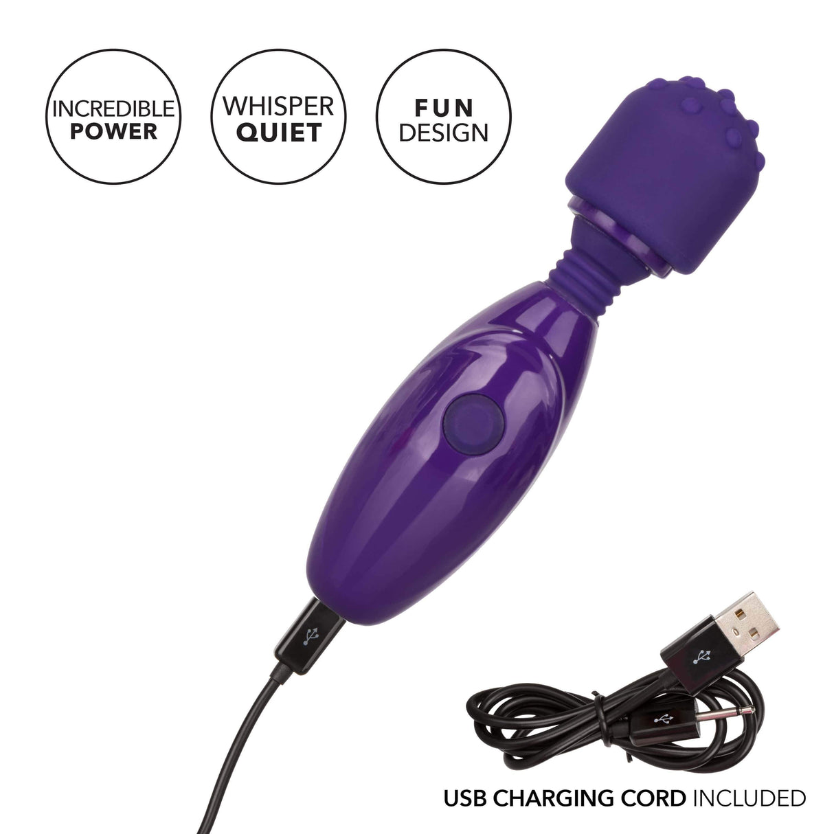 California Exotics - Tiny Teasers Nubby Mini Wand Massager (Purple)    Mini Wand Massagers (Vibration) Non Rechargeable