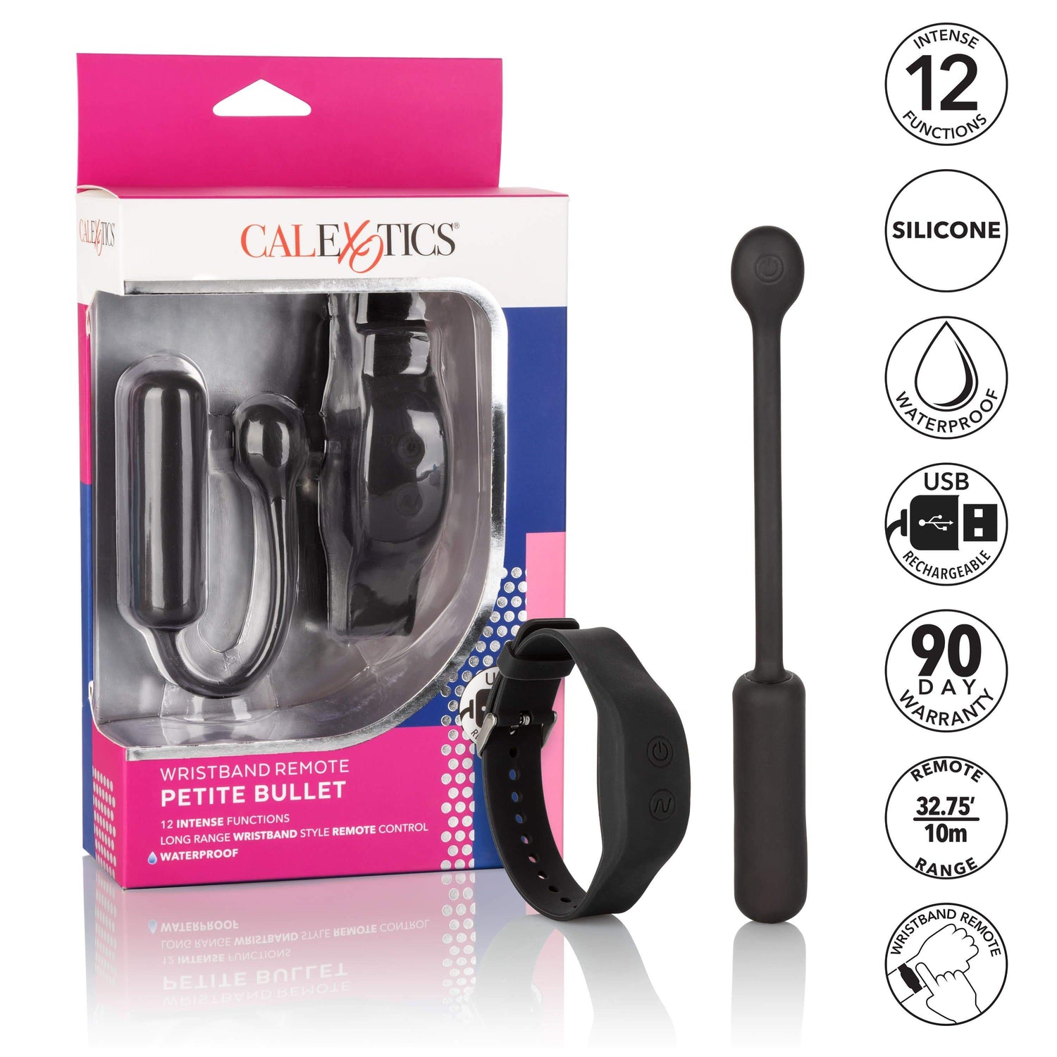 California Exotics - Wristband Remote Petite Bullet Vibrator (Black) CE1680 CherryAffairs