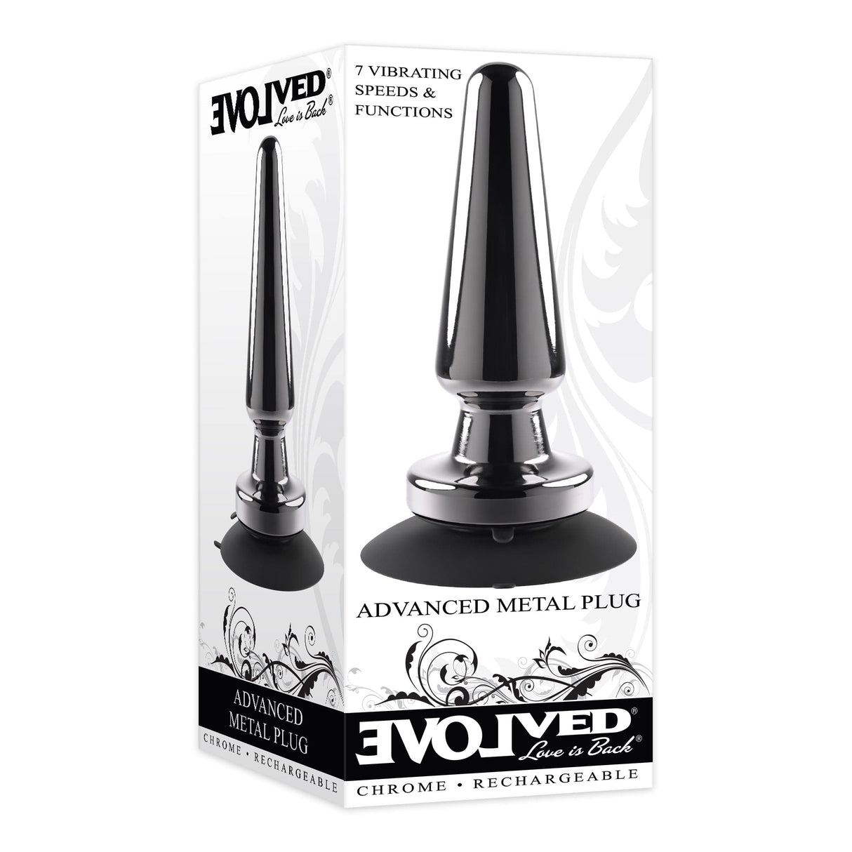 Evolved - Vibrating Metal Anal Plug with Suction Cup  Black 844477021089 Metal Anal Plug (Vibration) Rechargeable