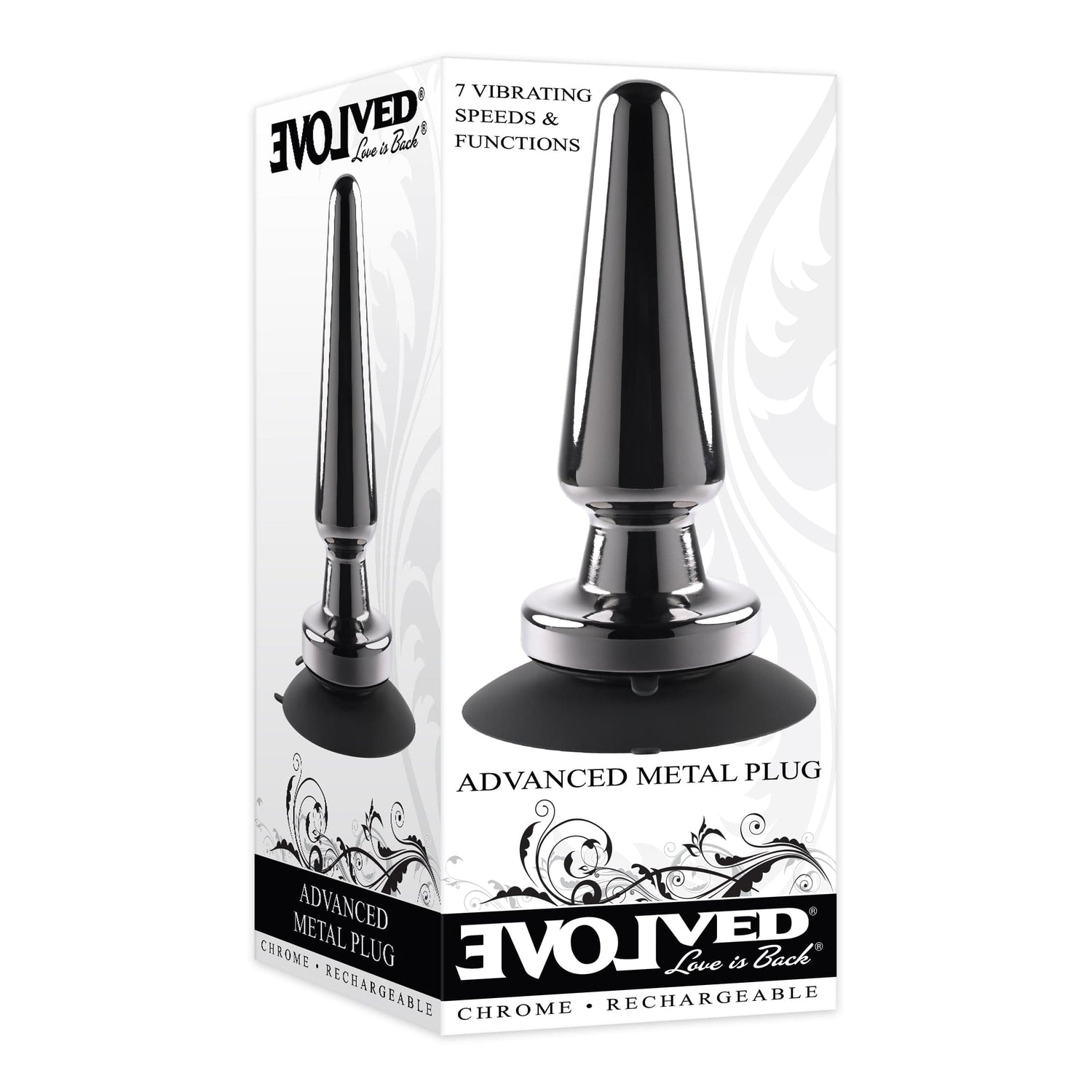 Evolved - Vibrating Metal Anal Plug with Suction Cup  Black 844477021089 Metal Anal Plug (Vibration) Rechargeable