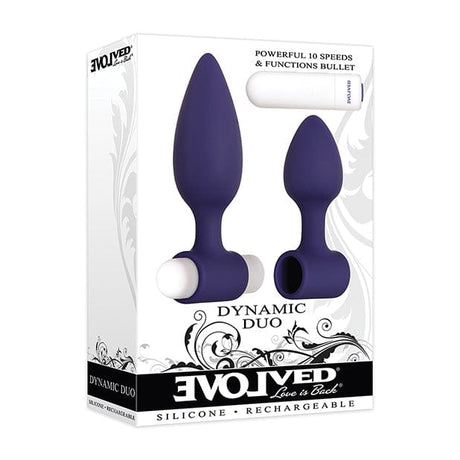Evolved - Dynamic Duo Rechargeable Bullet Anal Plug (Purple/White) EV1022 CherryAffairs