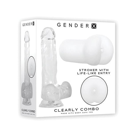 Evolved - Gender X Clearly Combo Realistic Dildo with Ass Stroker Masturbator Set (Clear) EV1027 CherryAffairs