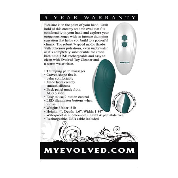 Evolved - Palm Pleasure Rechargeable Clit Massager (Teal) EV1048 CherryAffairs