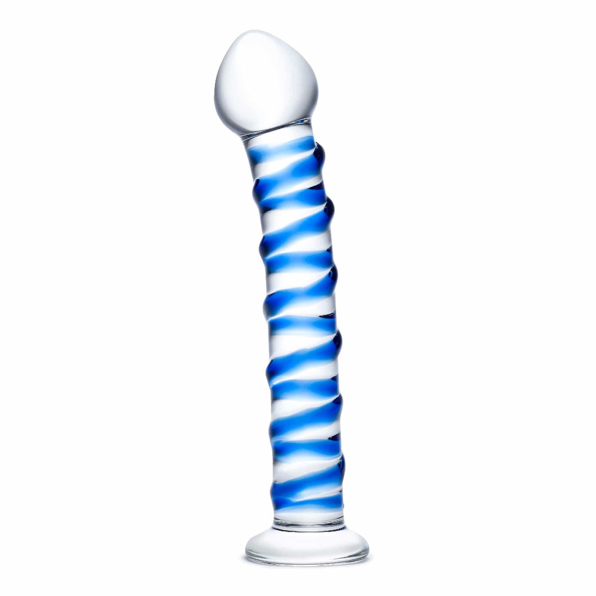 Glas - Blue Spiral Glass Dildo 7.5" (Blue) - CherryAffairs.sg