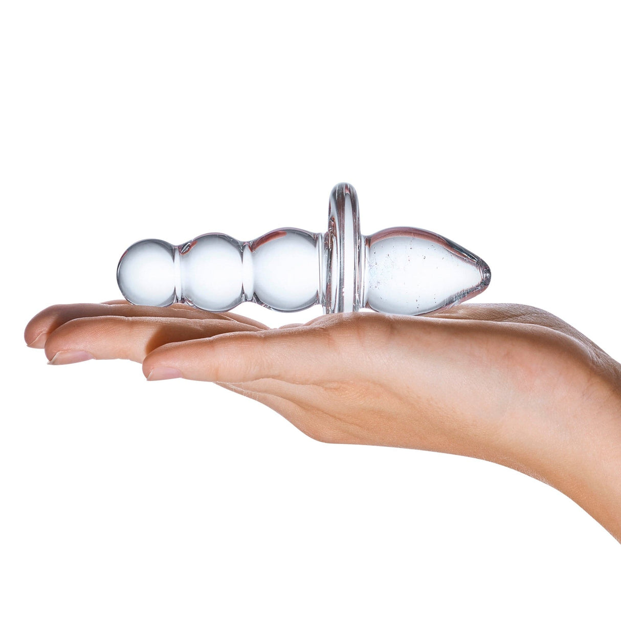 Glas - Titus Beaded Glass Butt Plug 4.5" (Clear) - CherryAffairs.sg