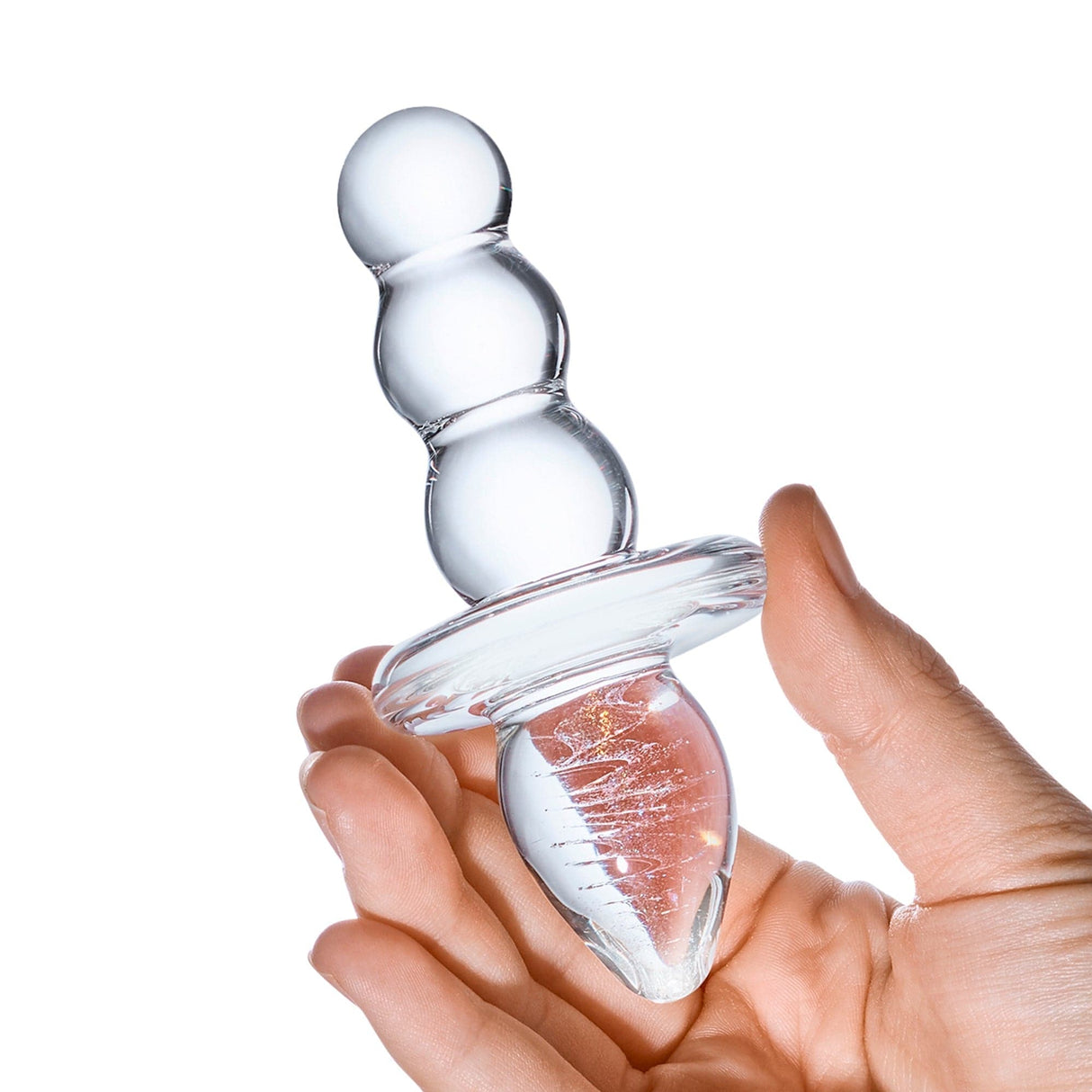 Glas - Titus Beaded Glass Butt Plug 4.5" (Clear) - CherryAffairs.sg