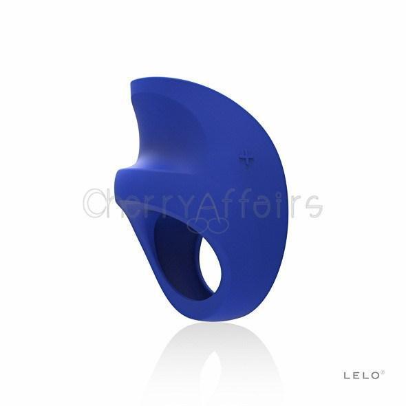 LELO - Pino Vibrating Cock Ring with Cufflinks and Clip (Blue) - CherryAffairs.sg