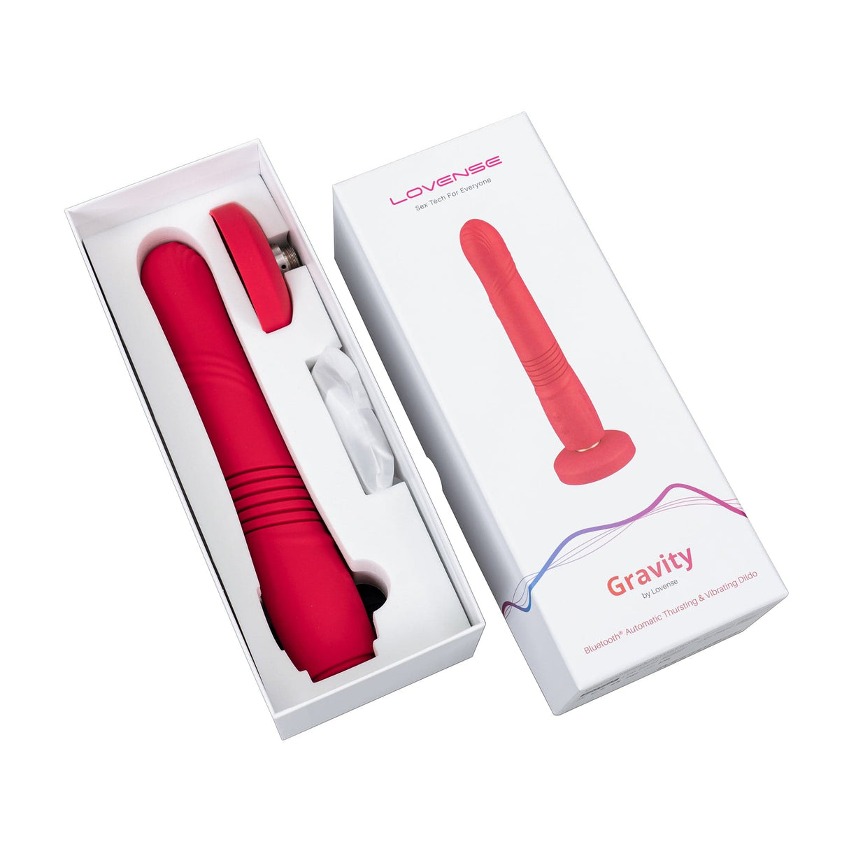 Lovense - Gravity App-Controlled Thrusting Dildo (Red) Realistic Dildo with suction cup (Vibration) Rechargeable