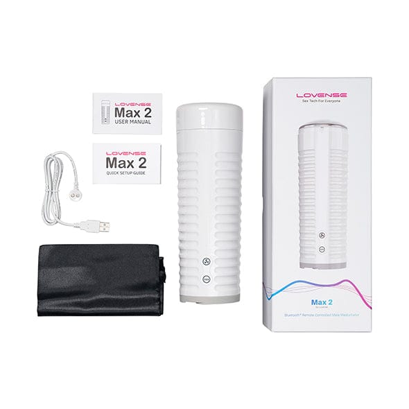 Lovense - Max 2 App-Controlled Male Masturbator (White)    Masturbator Soft Stroker (Vibration) Rechargeable