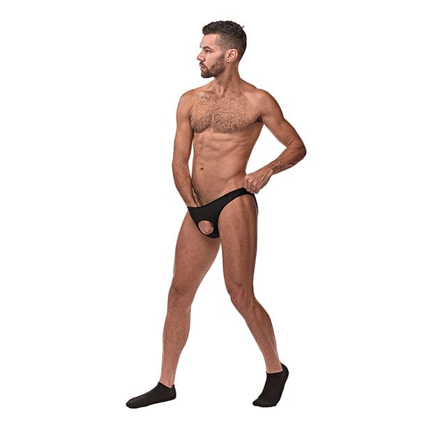 Male Power - Nylon Spandex Pouchless Brief Underwear O/S (Black) MP1052 CherryAffairs