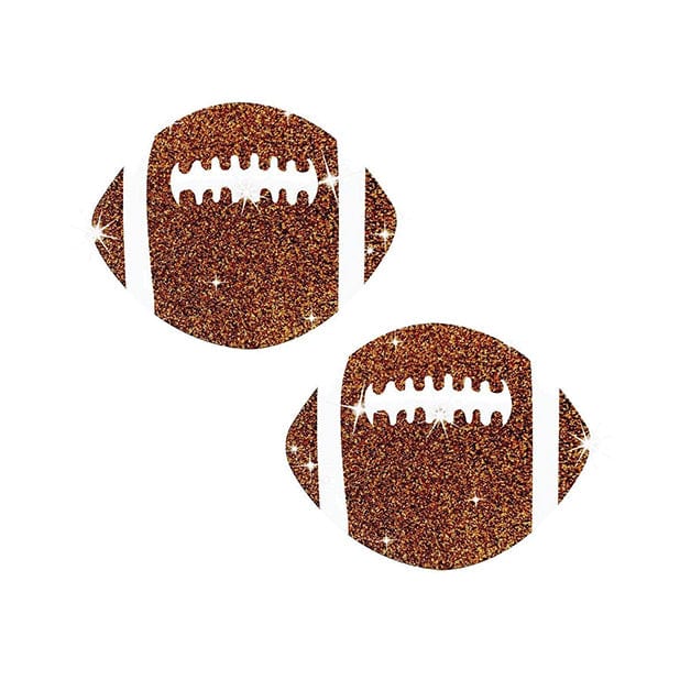 Neva Nude - Football Glitter Pasties Nipple Covers O/S (Brown)    Nipple Covers