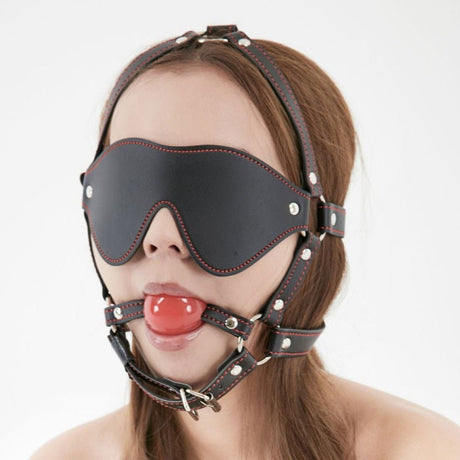 NPG - Benitsubaki Ball Gag with Blindfold Set (Black) NPG1219 CherryAffairs