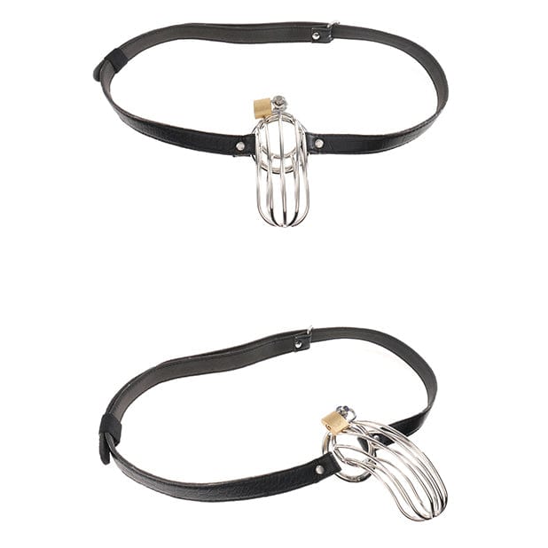 Pipedream - Fetish Fantasy Extreme The Prisoner Chastity Metal Cock Cage with Belt (Silver) PD2033 CherryAffairs