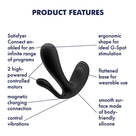 Satisfyer - Top Secret+ App-Controlled Wearable Dual Vibrator (Black) STF1212 CherryAffairs