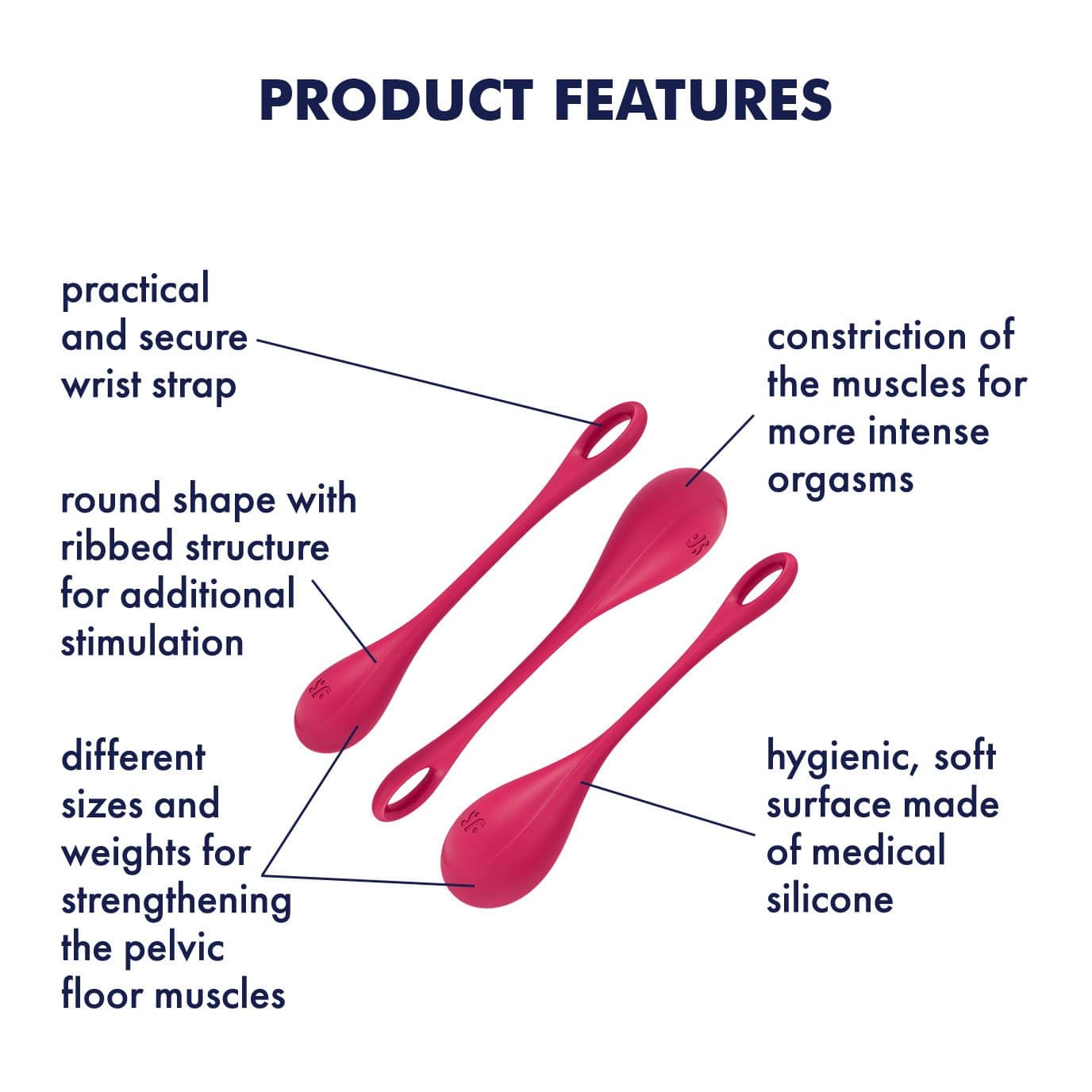 Satisfyer - Yoni Power 1 Silicone Kegel Balls Training Set (Red) STF1197 CherryAffairs