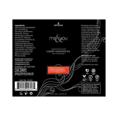Sensuva - Me and You Pheromone Infused Luxury Massage Oil 4.2 oz (Wild Passion Fruit & Island Grava) SV1031 CherryAffairs
