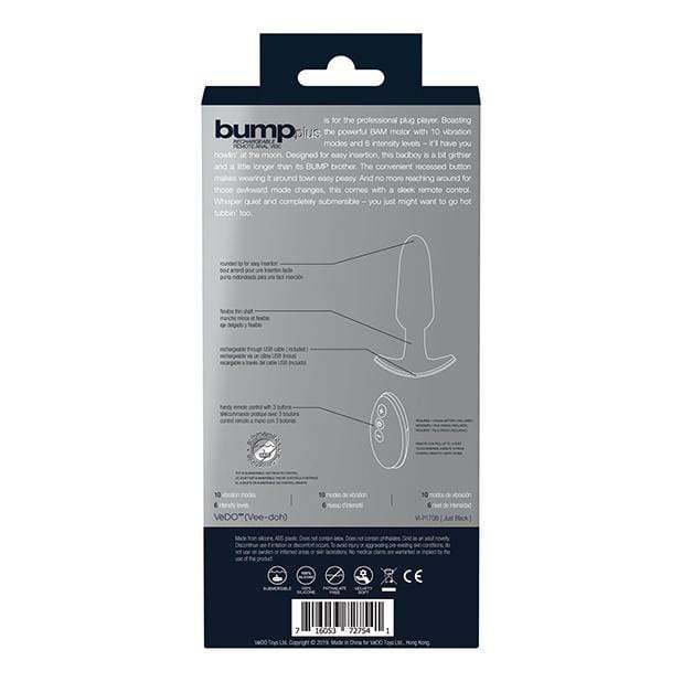 VeDO - Bump Plus Rechargeable Remote Control Anal Vibe (Just Black) VD1115 CherryAffairs