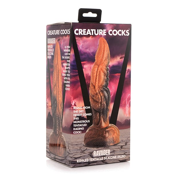 XR - Creature Cocks Ravager Rippled Tentacle Silicone Dildo (Orange/Black) XR1049 CherryAffairs