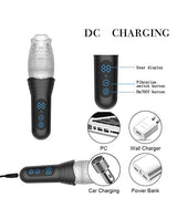 The Male Rose - Pro Thrusting, Rotating & Vibrating 3D Masturbator (Black) - Black