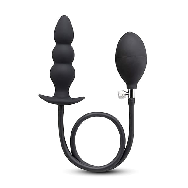 B-Vibe - Beaded Inflatable Anal Plug with HandPump (Black) BV1023 CherryAffairs