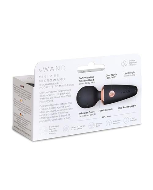 Le Wand - Mini Micro Rechargeable Wand Massager (Black) - Black