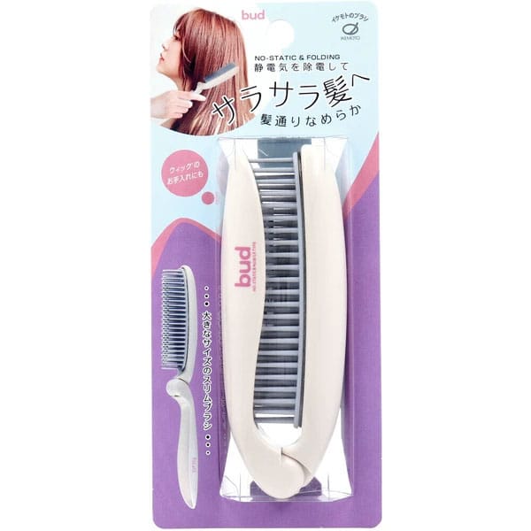 Ikemoto - Bud BD900 Foldable Anti Static Hair and Wig Brush (White)