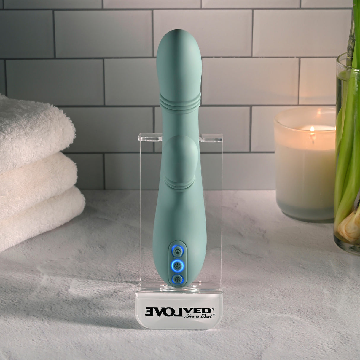 Evolved - Rub Me Tender Rechargeable Rabbit Vibrator (Green)