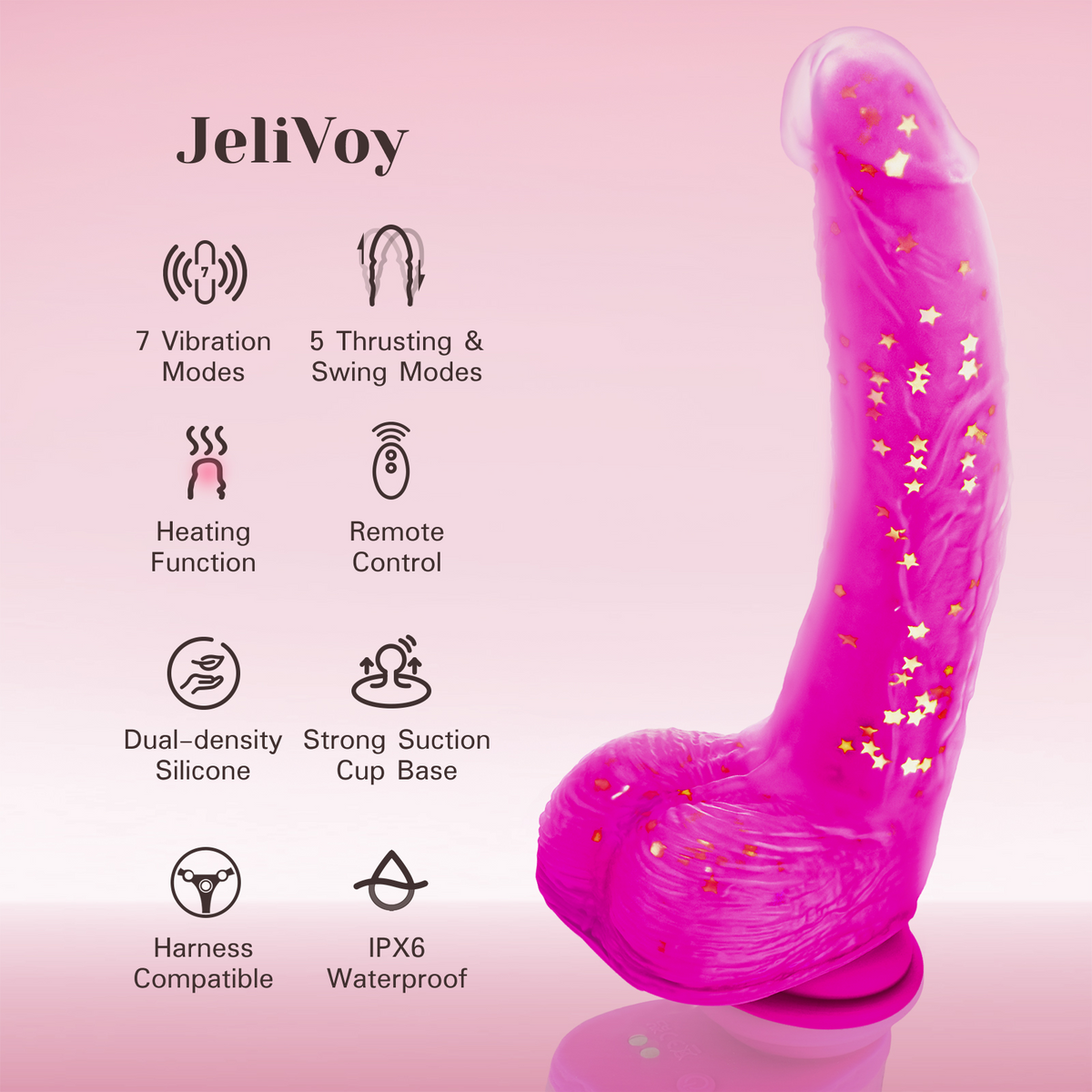 Tracy's Dog - JeliVoy Thrusting Dildo Jellyskin (Rose Red)