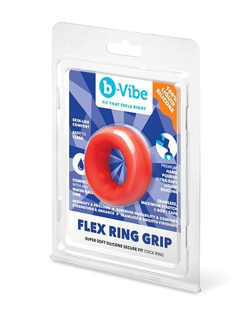 B-Vibe - Flex Ring Grip Silicone Cock Ring (Red) BV1032 CherryAffairs