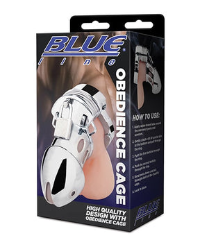 Blue Line - Obedience Metal Chastity Cage (Silver) – product image