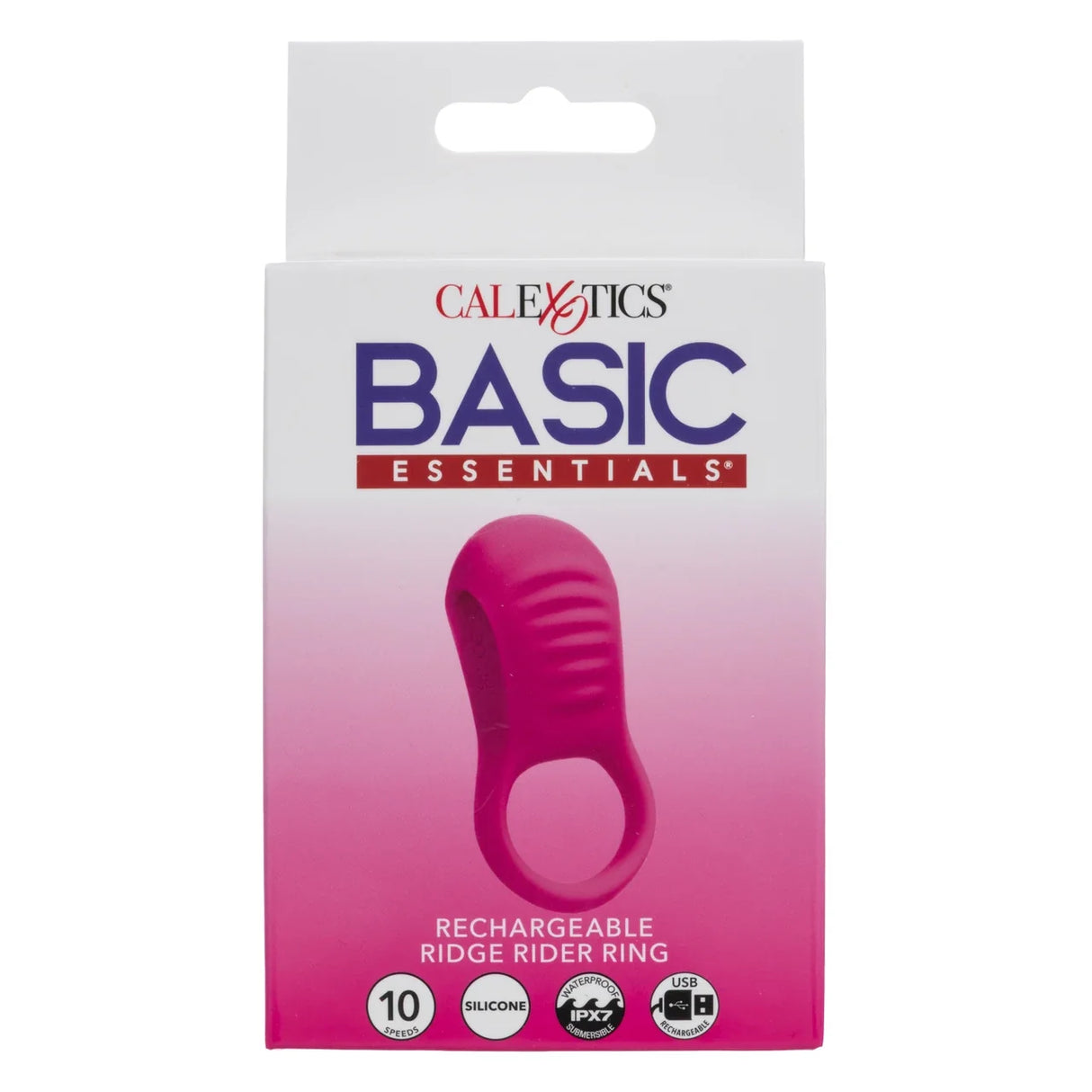 CalExotics - Basic Essentials Rechargeable Ridge Rider Cock Ring (Pink) – product view 4
