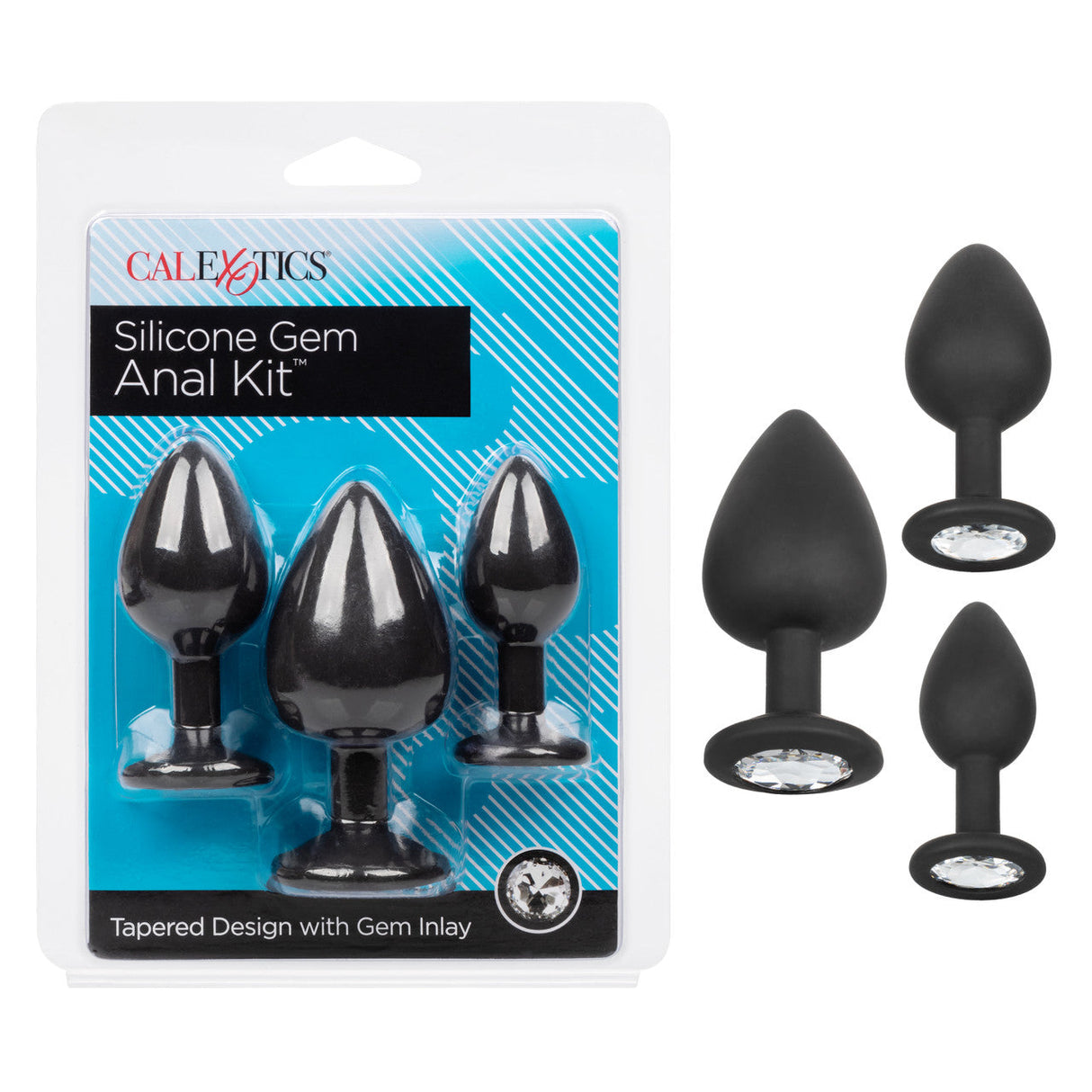 CalExotics - Silicone Gem Graduated Anal Plug Kit (Black) – product image