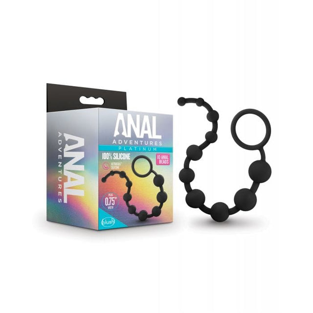 Blush Novelties - Anal Adventures Platinum Silicone 10 Anal Beads (Black) BN1159 CherryAffairs