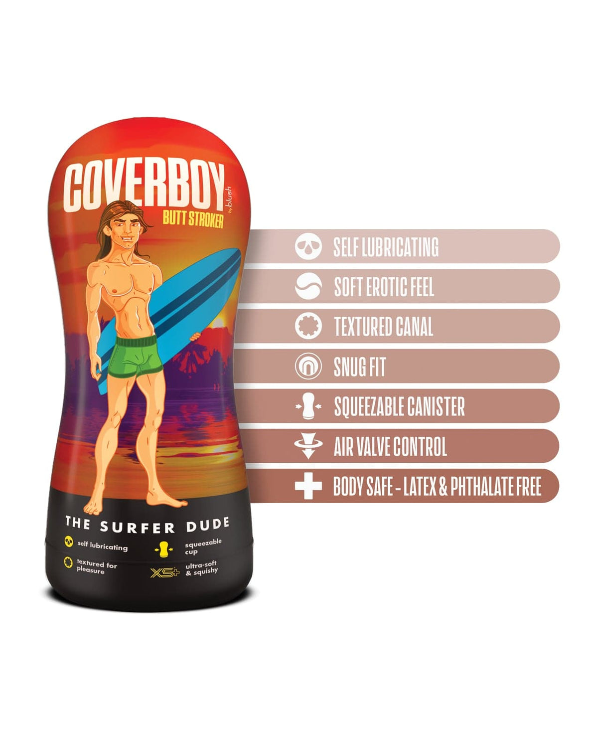 Blush Novelties - Coverboy The Surfer Dude Realistic Male Masturbator (Beige) BN1190 CherryAffairs