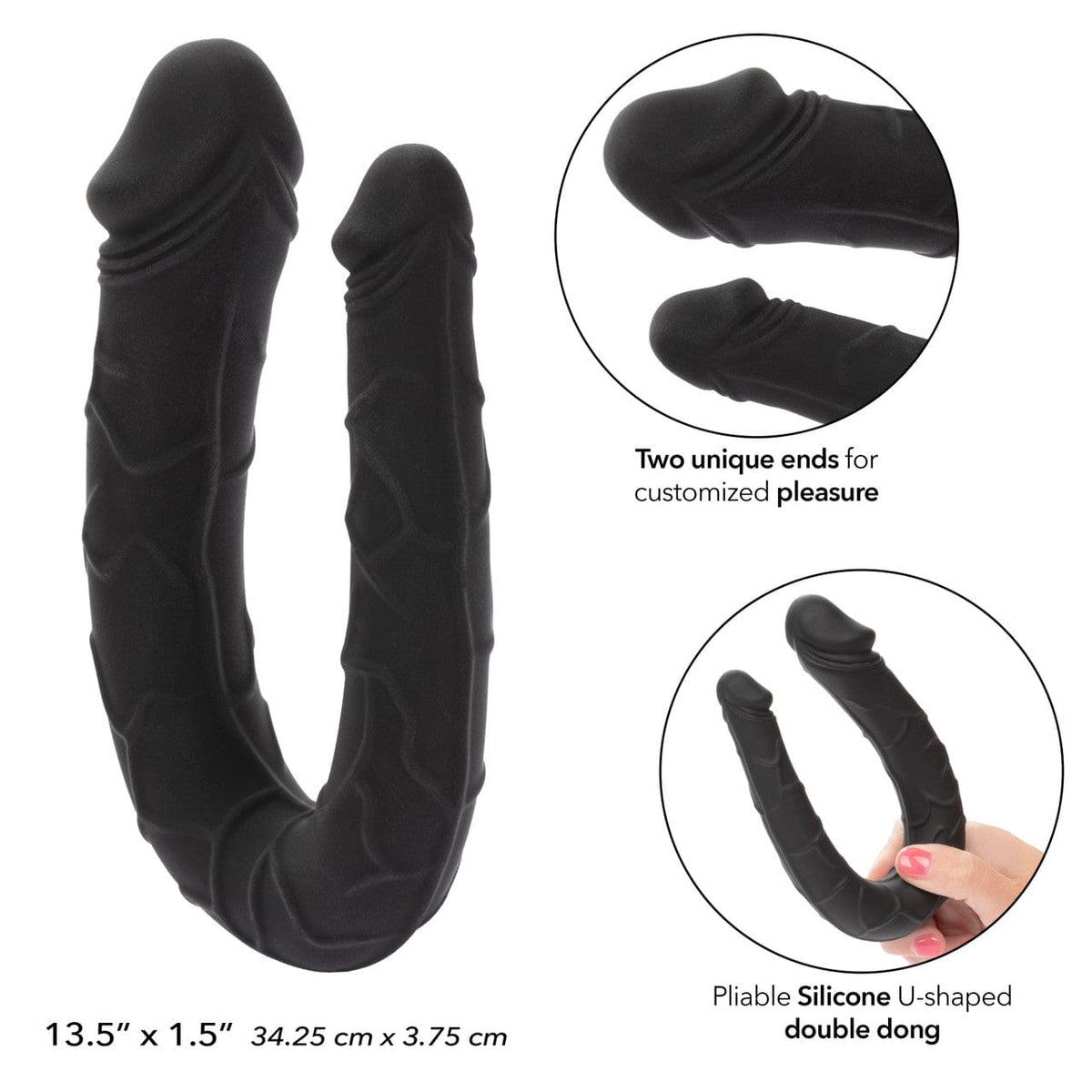 CalExotics - Boundless AC/DC Flexible Double Ended Silicone Dildo (Black) CE2186 CherryAffairs