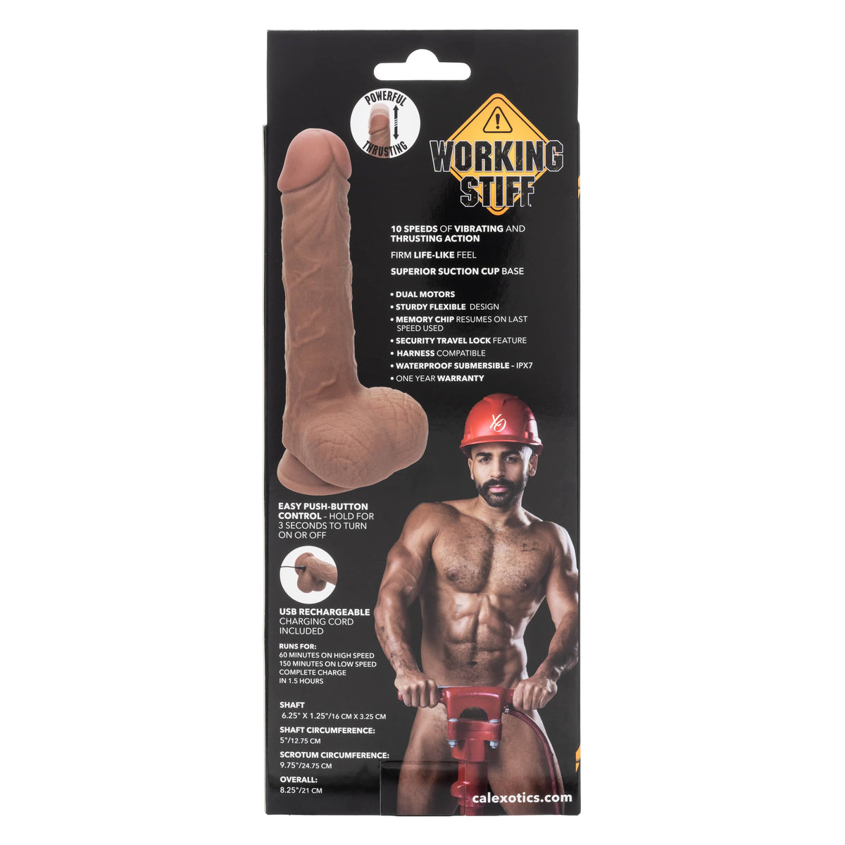 CalExotics - Working Stiff Thrusting Jack Hammer Suction Dildo (Brown) CE2248 CherryAffairs