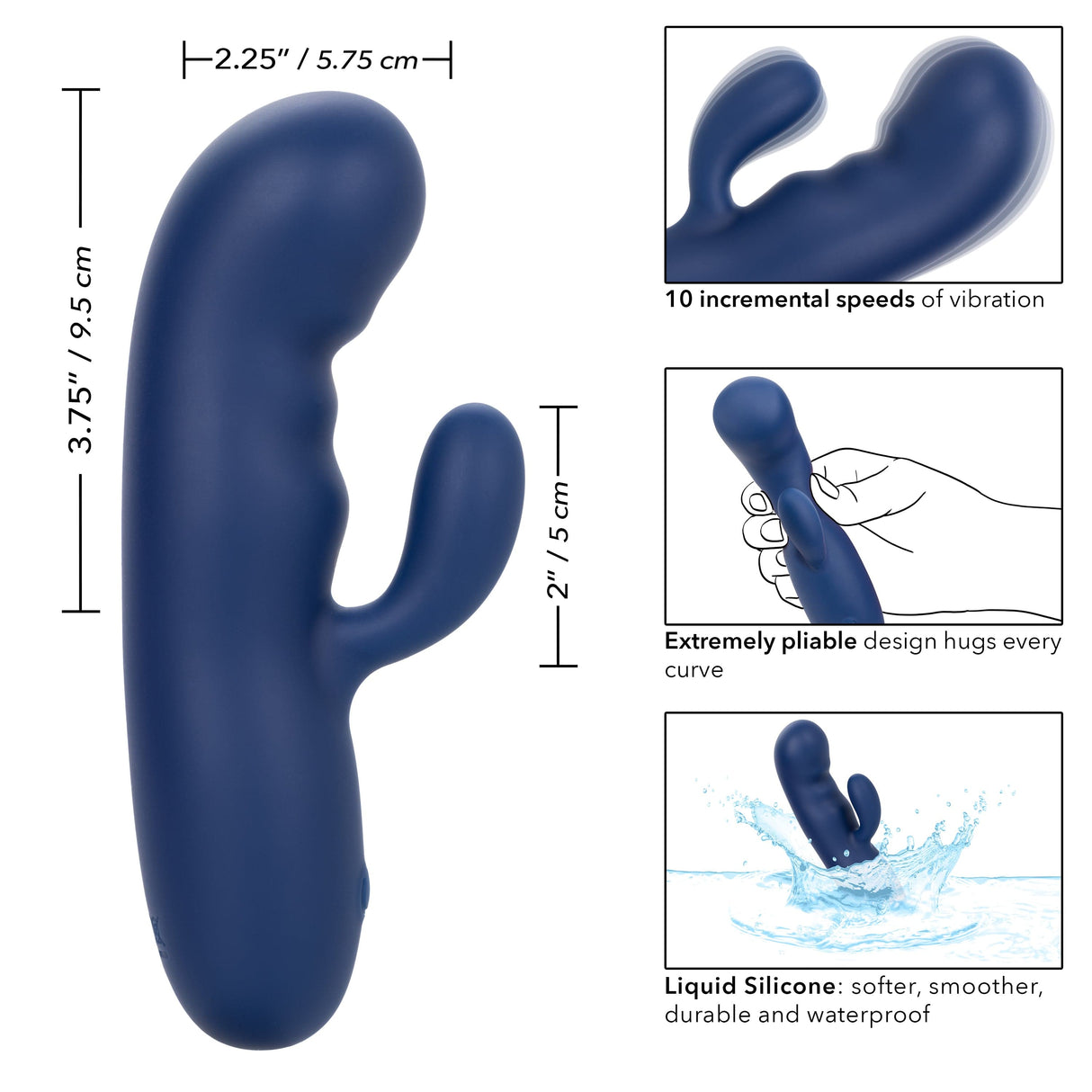 California Exotics - Cashmere Silk Duo Rabbit Vibrator (Blue) CE2021 CherryAffairs