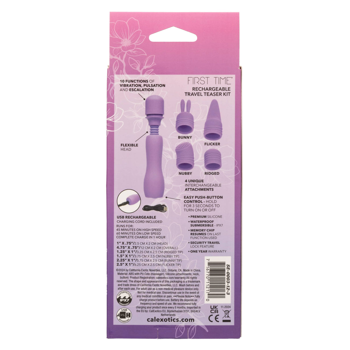 California Exotics - First Time Rechargeable Travel Teaser Kit Vibrator (Purple) CE2140 CherryAffairs