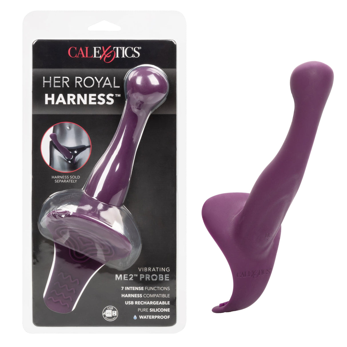 California Exotics - Her Royal Harness Vibrating ME2 Probe Clamshell Vibrator (Purple) CE2080 CherryAffairs