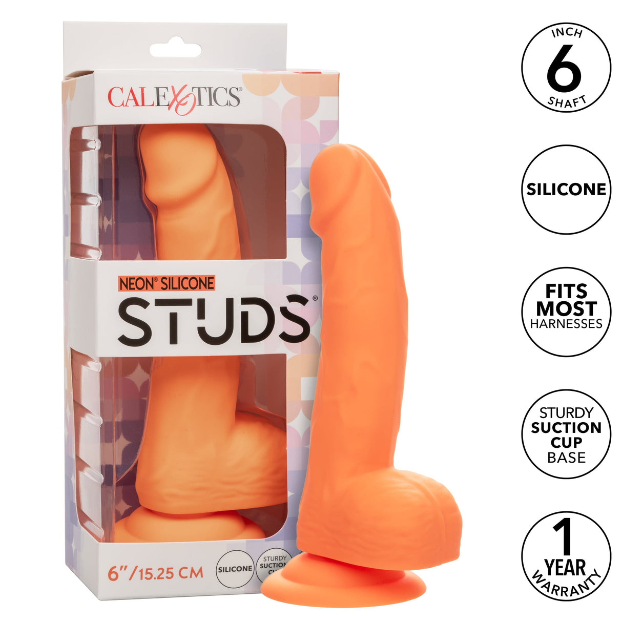 California Exotics - Neon Silicone Studs Realistic Dildo 6" CherryAffairs