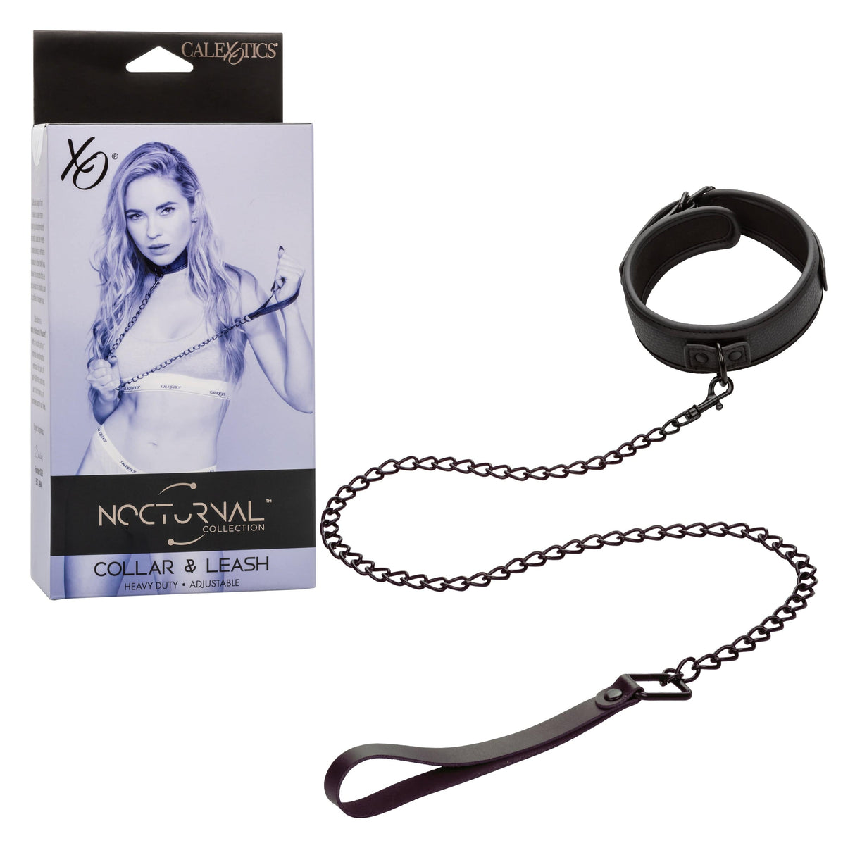 California Exotics - Nocturnal Collection Collar and Leash (Black) CE2074 CherryAffairs