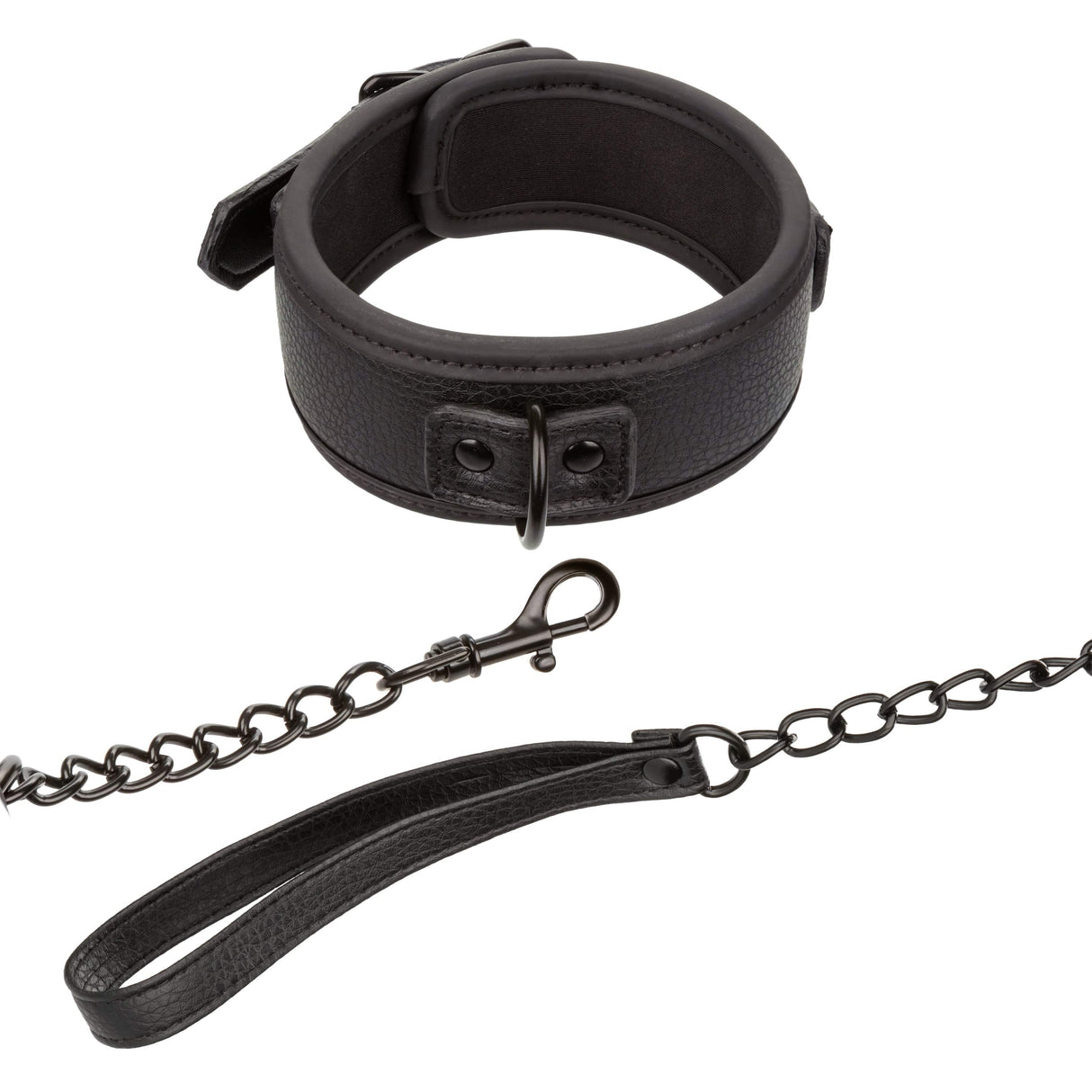 California Exotics - Nocturnal Collection Collar and Leash (Black) CE2074 CherryAffairs